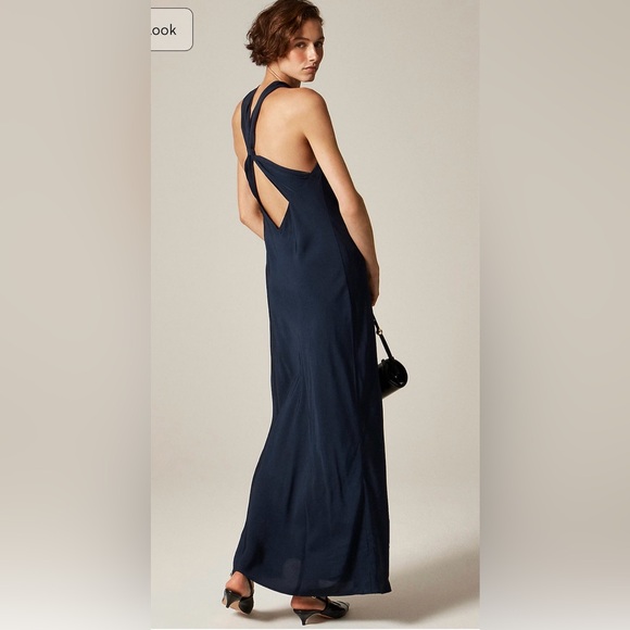 J.Crew Collection halter slip dress in navy - Picture 2 of 9
